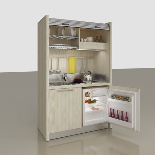 Kitchenette compacta - K-102 - MOBILSPAZIO S.r.l - de melamina / oculta / con electrodomésticos incluidos