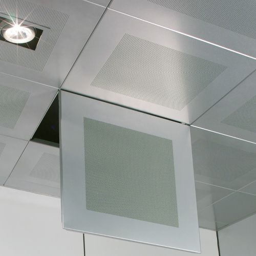 Falso techo de aluminio - ENIGMA OPEN - Atena spa - de acero / en losas / tipo panel