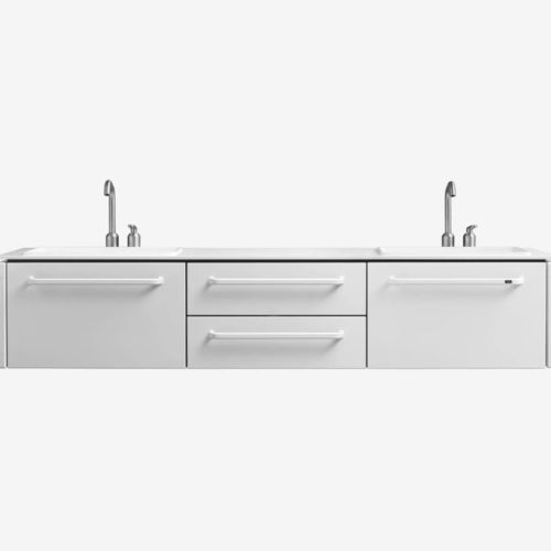 Mueble de lavabo doble - VIPP983 - VIPP - mural / de acero inoxidable