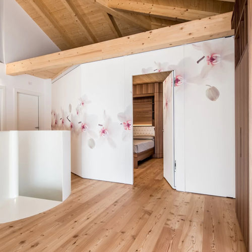 Tabique corredero apilable - PML - ANAUNIA - móvil / modular / de madera