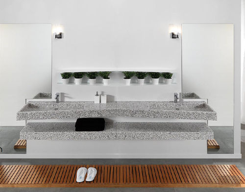 Lavabo suspendido - WING - Effepimarmi - de piedra / con encimera / doble