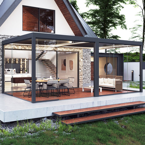 Pérgola adosada - OSKURA WATERPROOF - SUNROOM - de aluminio extruido