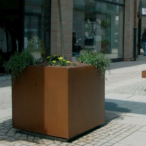 Jardinera de acero inoxidable - DAHLIA - METALCO - de acero COR-TEN® / de acero con revestimiento en polvo / cuadrada