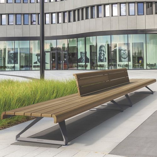 Banco público contemporáneo - AIR-PORT L - METALCO - de madera de frondosa / de alerce / de aluminio fundido