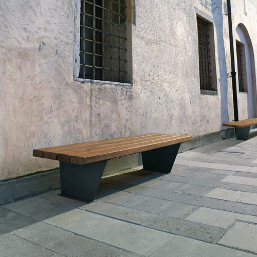 Banco público contemporáneo - CAMPUS - METALCO - de madera de frondosa / de acero con revestimiento en polvo / de acero COR-TEN®