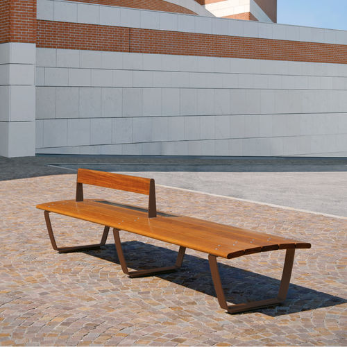 Banco público contemporáneo - NUVOLA - METALCO - de madera / de acero con revestimiento en polvo / de acero Corten