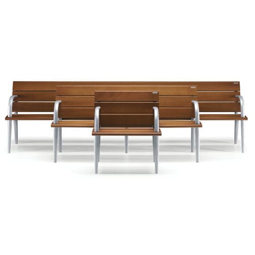 Banco público contemporáneo - RIVA - METALCO - de aluminio pintado / de madera / con respaldo