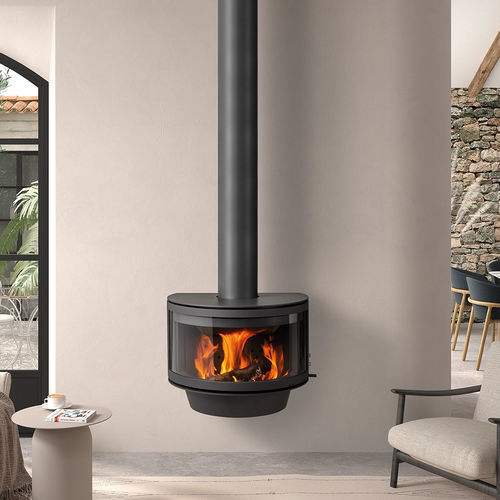 Chimenea de leña - Frontal Ronde - ROCAL - de pared / suspendida / Cara única