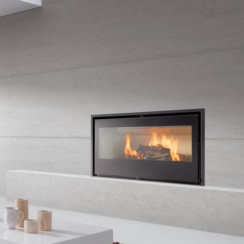 Chimenea insertable de leña - Frontal RCr - ROCAL - de acero / de convección forzada / contemporánea