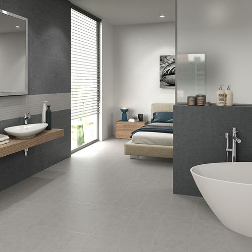 Baldosa de gres porcelánico - TRACE : CARBON - Eiffelgres - abujardada / de baño / de pared