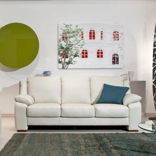 Sofá contemporáneo - MORANDI - Alpa Salotti - de cuero / blanco / 3 plazas