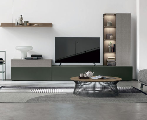 Mueble TV contemporáneo - Atlante UNIT_AT116 - TOMASELLA INDUSTRIA MOBILI - de nogal / de metal / con iluminación integrada
