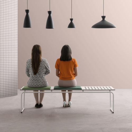 Banco contemporáneo - Maki series - Crassevig - de acero termolacado / de acero cromado / laminado