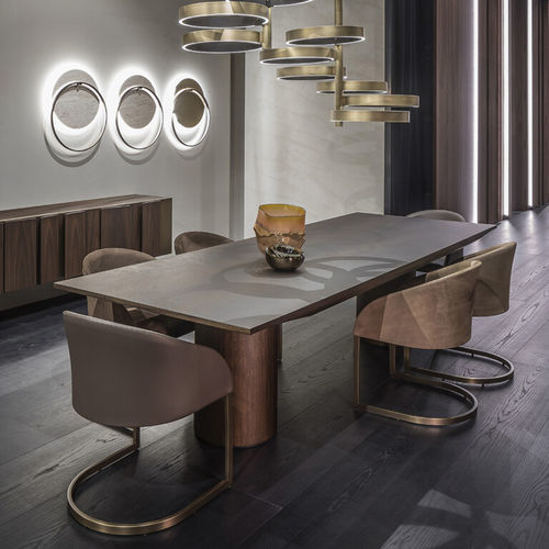 Mesa contemporánea - MENHIR - Emmemobili - de chapa de madera / de madera lacada / con base de contrachapado