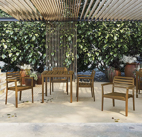 Silla contemporánea - PALMAR CB - Fenabel- The heart of seating - de exterior / de madera / con base de madera