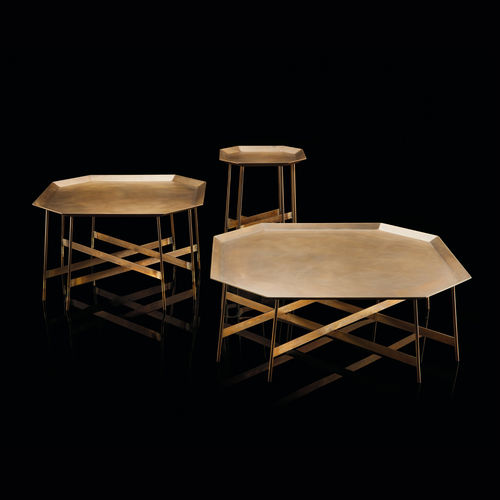 Mesa de centro contemporánea - Henge - de latón / de acero / octogonal