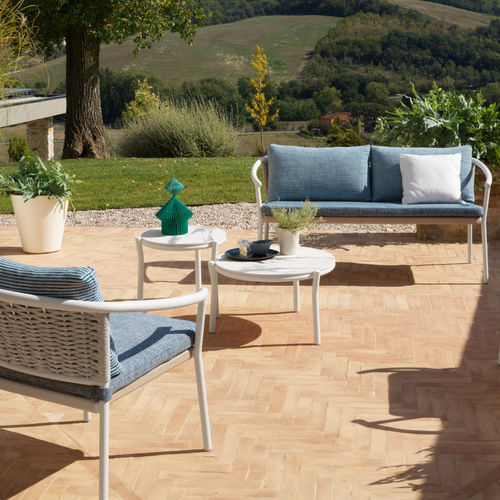Mesa de centro contemporánea - LIPARI - Roberti Rattan - de HPL / de mármol / con base de aluminio