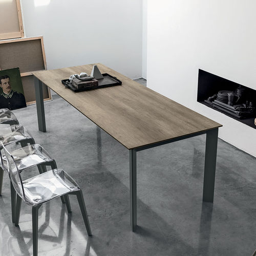 Mesa de comedor contemporánea - SATURNO 160 - Target Point - de MDF lacado / de vidrio templado / de gres porcelánico