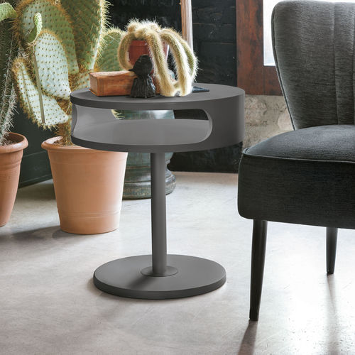 Mesita auxiliar contemporánea - TAPAO - Target Point - de MDF lacado / con base de metal cromado / redonda