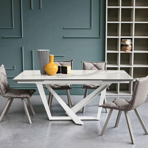 Mesa de comedor contemporánea - PRIAMO 160 - Target Point - de gres porcelánico / con base metálica pintada / con base de metal cepillado