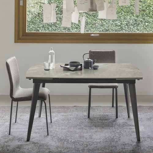 Mesa de comedor contemporánea - OCEANO 140 - Target Point - de gres porcelánico / con base metálica pintada / extensible