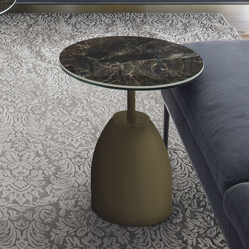 Mesita auxiliar contemporánea - BULLET CORNER - Target Point - de gres porcelánico / con base metálica pintada / redonda