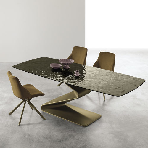 Mesa de comedor contemporánea - ZED GLASS - Target Point - de vidrio / con base de resina / rectangular