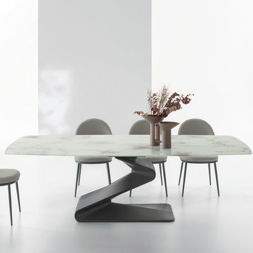 Mesa de comedor contemporánea - ZED 180 - Target Point - de gres porcelánico / con base de madera / con base de resina