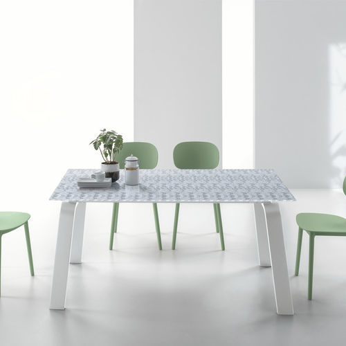 Mesa de comedor contemporánea - DEIMOS 160 - Target Point - de MDF lacado / de vidrio templado / de gres porcelánico