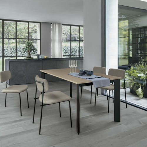 Mesa de comedor contemporánea - SATURNO 130 - Target Point - de MDF lacado / de vidrio templado / de gres porcelánico