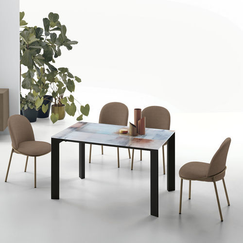 Mesa de comedor contemporánea - SATURNO 110 - Target Point - de MDF lacado / de vidrio templado / de gres porcelánico
