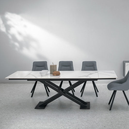 Mesa de comedor contemporánea - TOLOMEO - Target Point - de gres porcelánico / de material laminado / con base metálica pintada