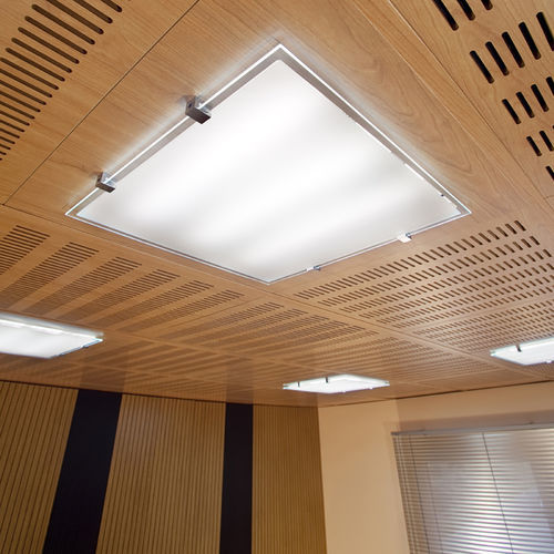 Panel decorativo para falso techo - L1 - Ideatec Advanced Acoustic Solutions - cortafuegos / con retroiluminación / de madera
