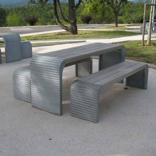 Mesa de pícnic contemporánea - TAB101 &BA101 - Francioli - de hormigón / con base de hormigón / rectangular