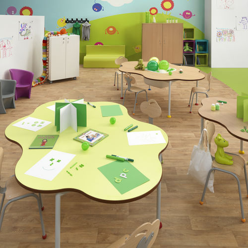 Mesa de trabajo contemporánea - FLIC FLAC - DPC - de material laminado / de polipropileno / con base metálica