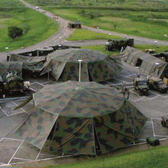 Tensoestructura sobre armazón metálico - AMD - De Boer Structures Holding BV - para cubierta / para refugio / con membrana de acero inoxidable