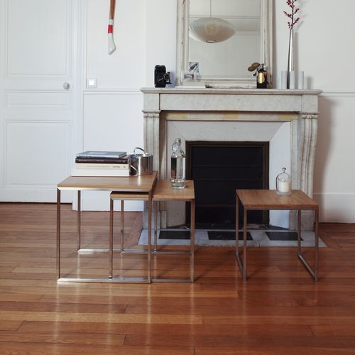 Mesa nido contemporánea - H 2 series - Hans Hansen Furniture - de madera maciza / de vidrio / de HPL