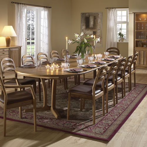 Mesa de comedor de diseño escandinavo - 9275G/4 - dyrlund - de teca / con base de teca / ovalada
