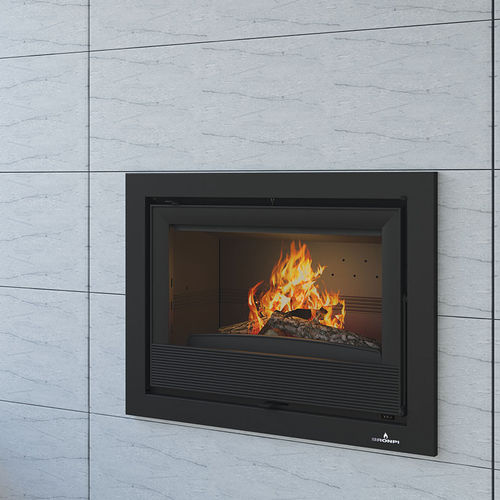 Chimenea insertable de leña - PARIS 55 - Bronpi - de acero / de hierro fundido / de convección forzada