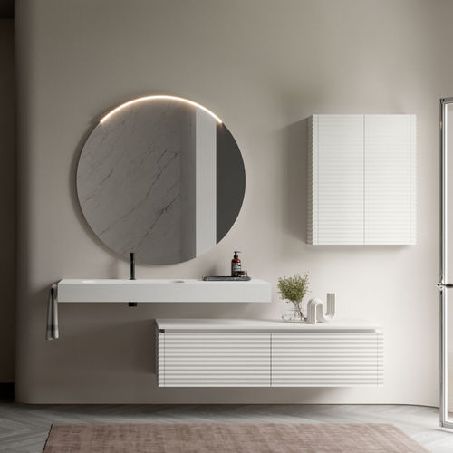 Espejo para baño de pared - LAP - IDEAGROUP - contemporáneo / redondo / vertical