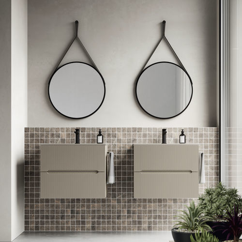 Mueble de lavabo doble - SMYLE: 08 - IDEAGROUP - suspendido / de madera / contemporáneo