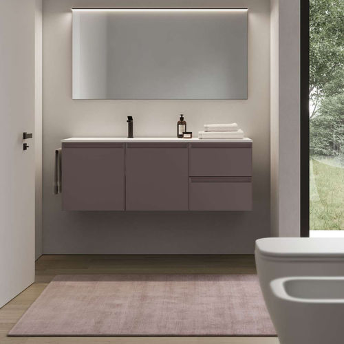 Mueble de lavabo suspendido - 01 LOGIC - IDEAGROUP - de polímero / contemporáneo / con armario integrado
