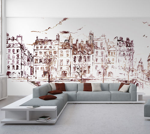 Papel pintado de diseño original - QUAI DE PARIS 1 AQ138 - In Création - con motivos urbanos / con dibujos a mano / con motivos estampados