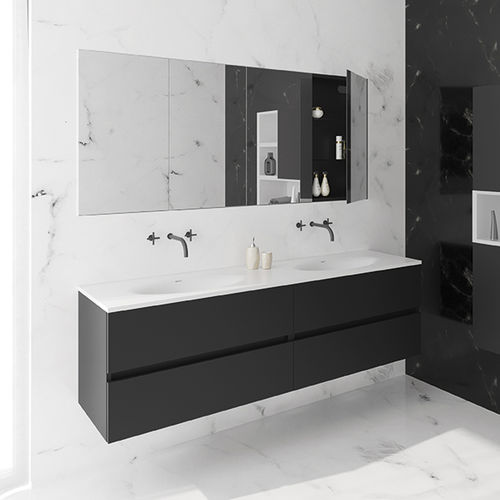 Mueble de lavabo doble - AVIANO - RIHO - suspendido / de madera