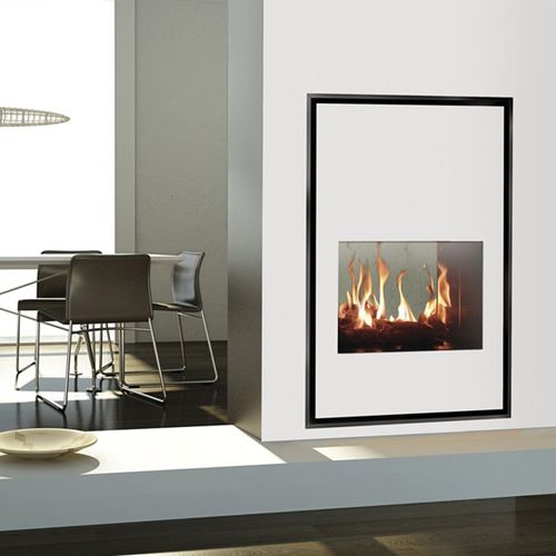 Chimenea insertable de doble cara - TORINO 70 - ITALKERO - de gas / de convección forzada / contemporánea