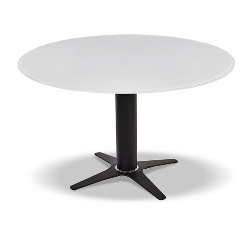 Mesa de comedor contemporánea - P4550/E ALEXIS - Ronald Schmitt Design - de vidrio / de metal lacado / de cerámica