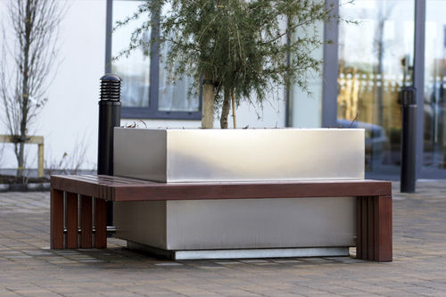 Jardinera de acero inoxidable - S57 - Omos Ltd. - de madera / rectangular / a medida