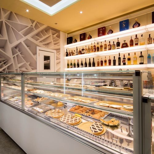 Vitrina refrigerada mostrador - TWIN - Frigomeccanica - para pastelería / de acero inoxidable / con puerta