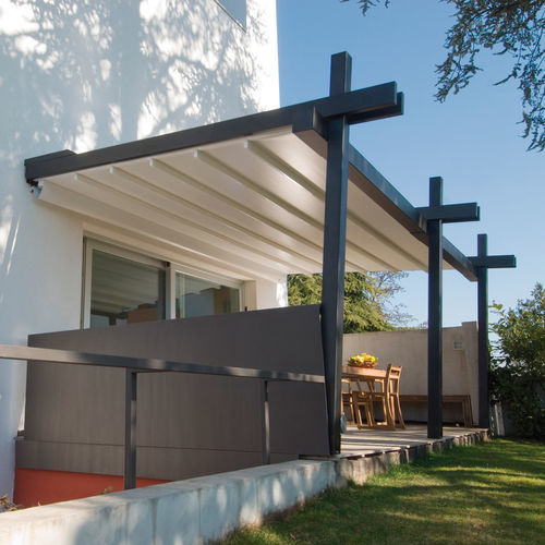 Pérgola adosada - Stil - Pratic S.p.A - de aluminio / cobertura de lona / con cobertura corredera