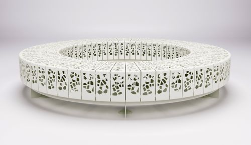 Banco público de diseño original - OSSO-360 - NORCOR MOB.URBAIN - de acero con revestimiento en polvo / sin respaldo / modular